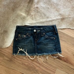 VINTAGE True Religion Y2K Denim Jean Mini Skirt, Sz 26